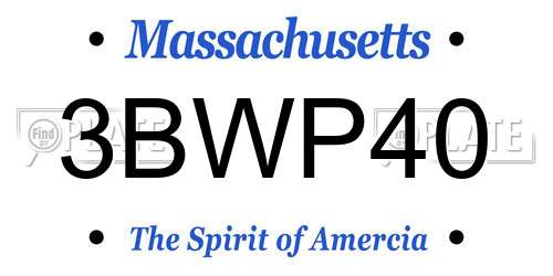 3BWP40 Massachusetts License Plate