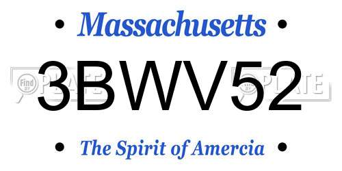 3BWV52 Massachusetts License Plate