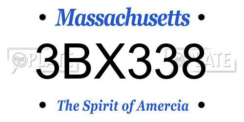 3BX338 Massachusetts License Plate
