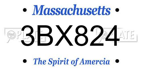3BX824 Massachusetts License Plate