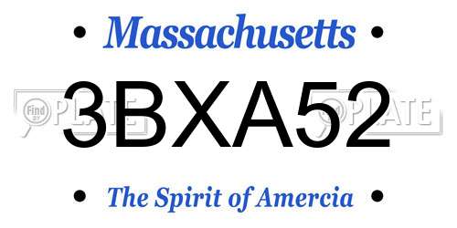3BXA52 Massachusetts License Plate