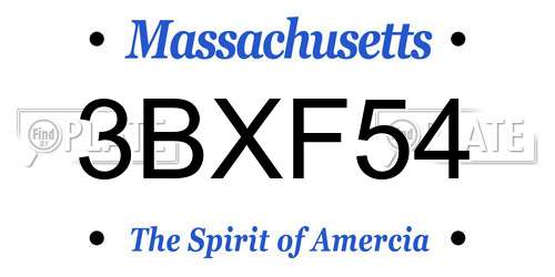 3BXF54 Massachusetts License Plate