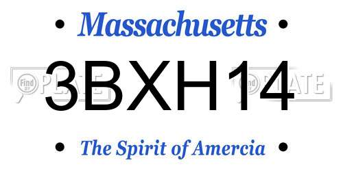 3BXH14 Massachusetts License Plate