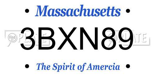 3BXN89 Massachusetts License Plate