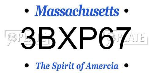 3BXP67 Massachusetts License Plate