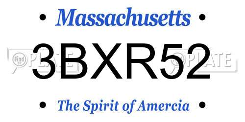 3BXR52 Massachusetts License Plate