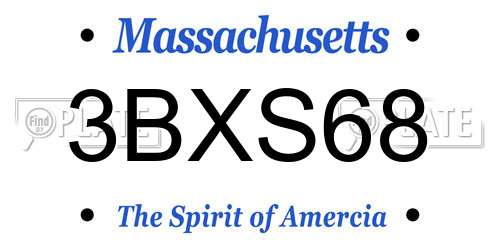 3BXS68 Massachusetts License Plate