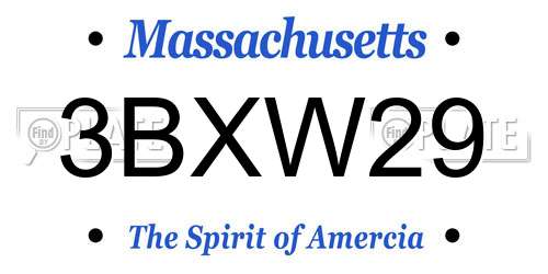 3BXW29 Massachusetts License Plate