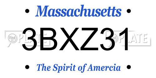 3BXZ31 Massachusetts License Plate
