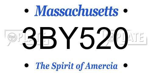 3BY520 Massachusetts License Plate