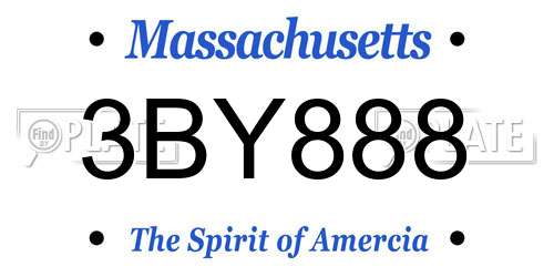 3BY888 Massachusetts License Plate