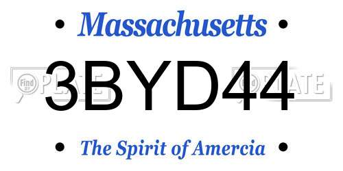 3BYD44 Massachusetts License Plate