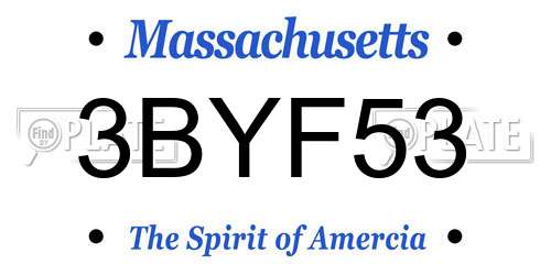 3BYF53 Massachusetts License Plate