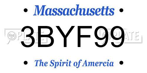 3BYF99 Massachusetts License Plate