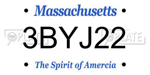 3BYJ22 Massachusetts License Plate