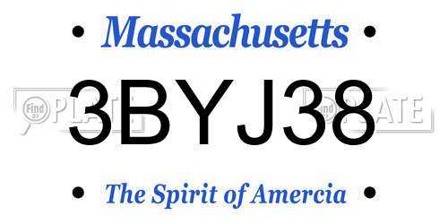 3BYJ38 Massachusetts License Plate