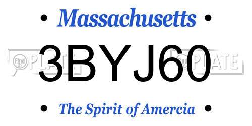 3BYJ60 Massachusetts License Plate
