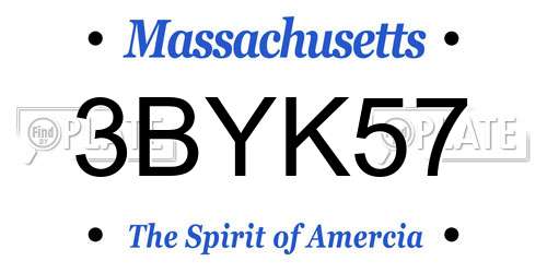 3BYK57 Massachusetts License Plate