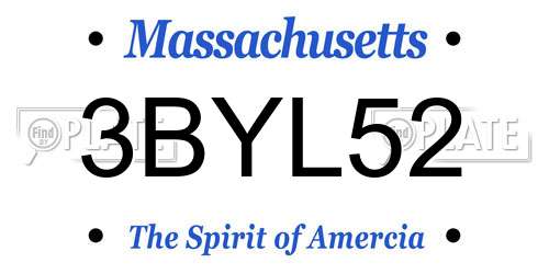 3BYL52 Massachusetts License Plate