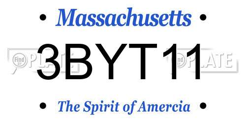 3BYT11 Massachusetts License Plate