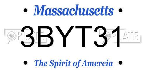 3BYT31 Massachusetts License Plate