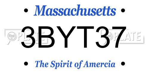 3BYT37 Massachusetts License Plate