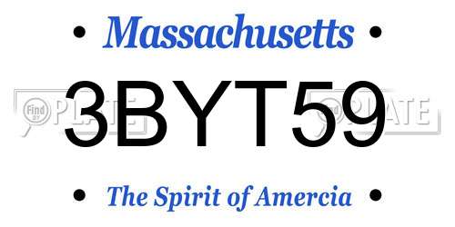 3BYT59 Massachusetts License Plate