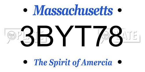 3BYT78 Massachusetts License Plate