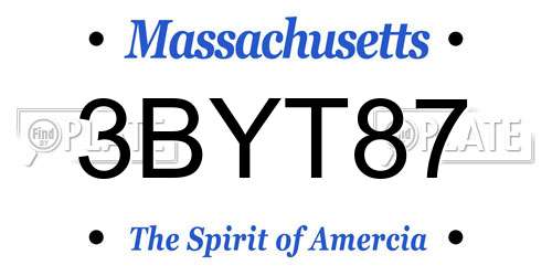 3BYT87 Massachusetts License Plate