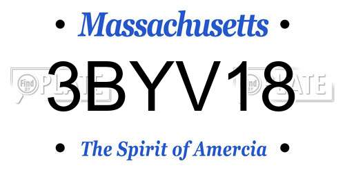 3BYV18 Massachusetts License Plate