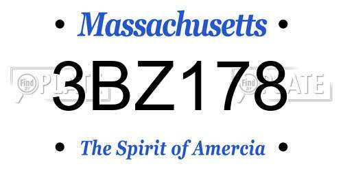 3BZ178 Massachusetts License Plate