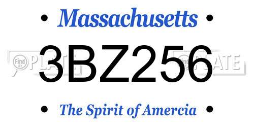 3BZ256 Massachusetts License Plate