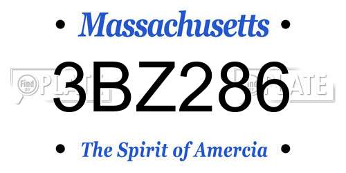 3BZ286 Massachusetts License Plate