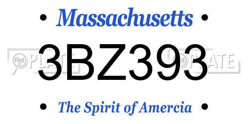 3BZ393 Massachusetts License Plate