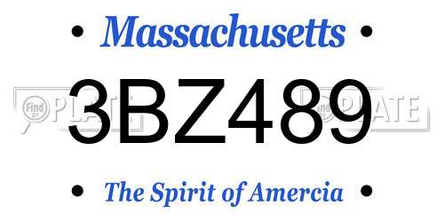3BZ489 Massachusetts License Plate
