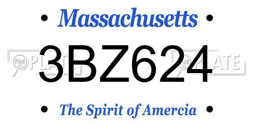 3BZ624 Massachusetts License Plate