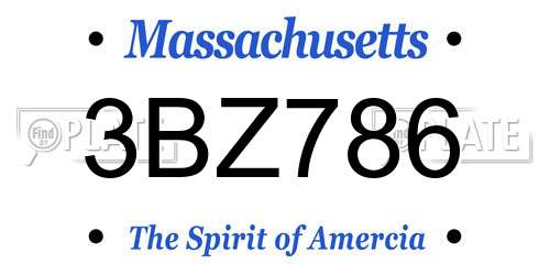 3BZ786 Massachusetts License Plate