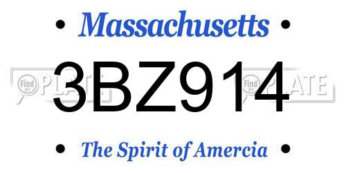 3BZ914 Massachusetts License Plate