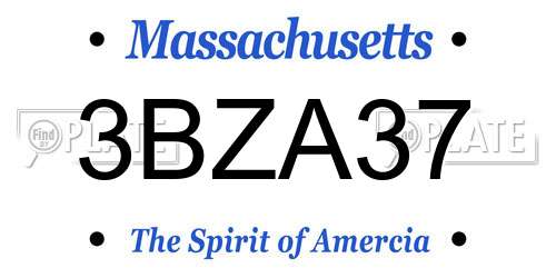 3BZA37 Massachusetts License Plate