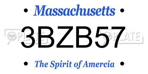 3BZB57 Massachusetts License Plate