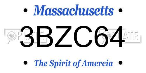 3BZC64 Massachusetts License Plate