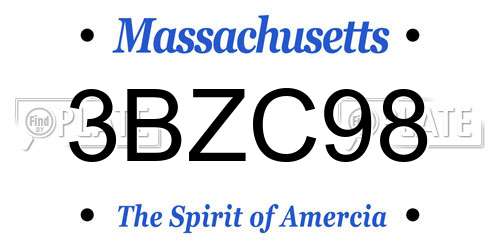 3BZC98 Massachusetts License Plate