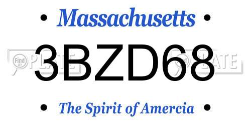 3BZD68 Massachusetts License Plate