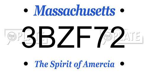 3BZF72 Massachusetts License Plate