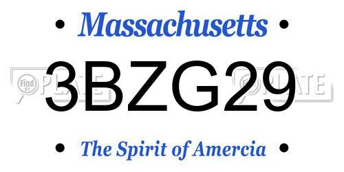 3BZG29 Massachusetts License Plate