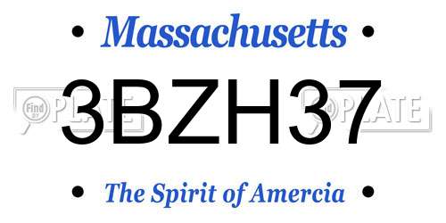 3BZH37 Massachusetts License Plate