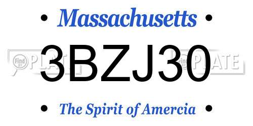 3BZJ30 Massachusetts License Plate