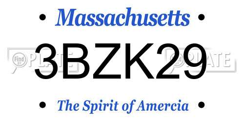3BZK29 Massachusetts License Plate