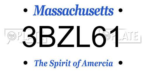 3BZL61 Massachusetts License Plate