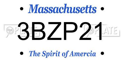 3BZP21 Massachusetts License Plate